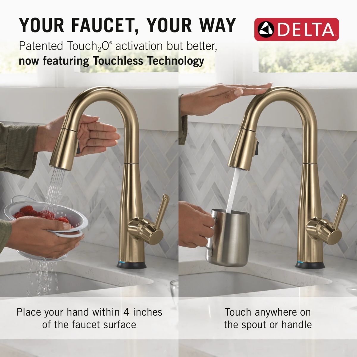 DELTA Essa Touch2O Bar / Prep Faucet with Touchless Technology — Champagne Bronze