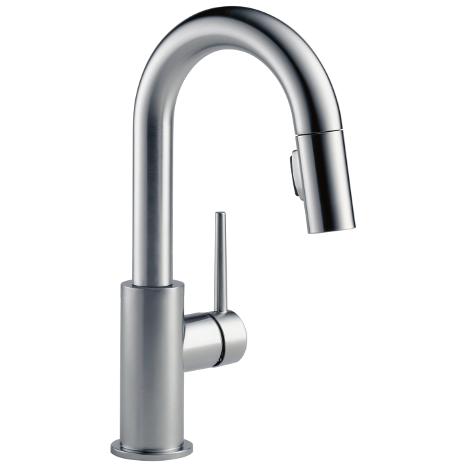 DELTA Trinsic Single Handle Pull-Down Bar / Prep Faucet — Arctic Stainless
