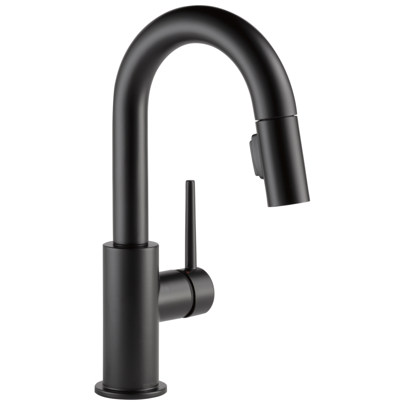 DELTA Trinsic Single Handle Pull-Down Bar / Prep Faucet — Matte Black
