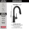 DELTA Trinsic Single Handle Pull-Down Bar / Prep Faucet — Matte Black