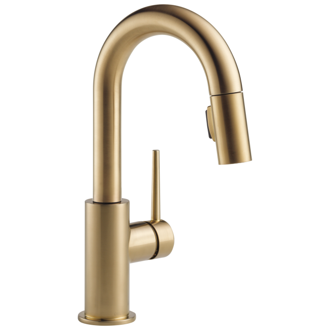DELTA Trinsic Single Handle Pull-Down Bar / Prep Faucet — Champagne Bronze