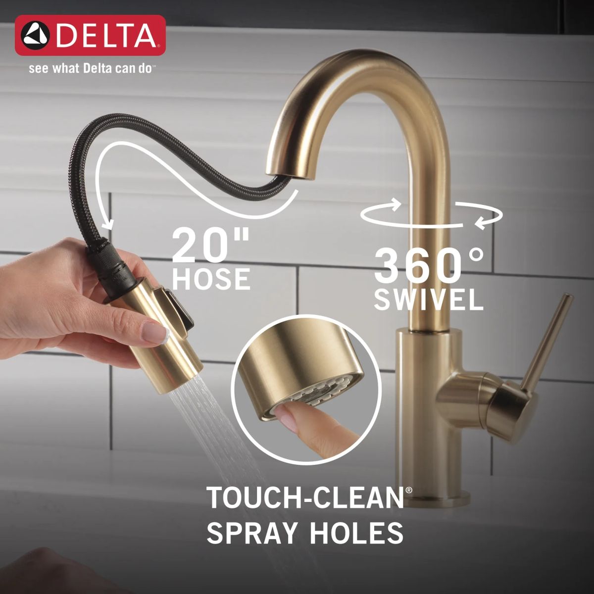 DELTA Trinsic Single Handle Pull-Down Bar / Prep Faucet — Champagne Bronze