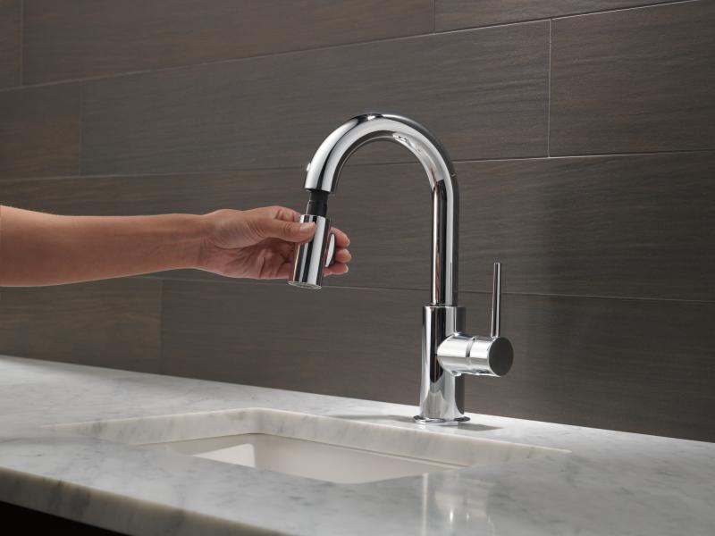 DELTA Trinsic Single Handle Pull-Down Bar / Prep Faucet — Chrome