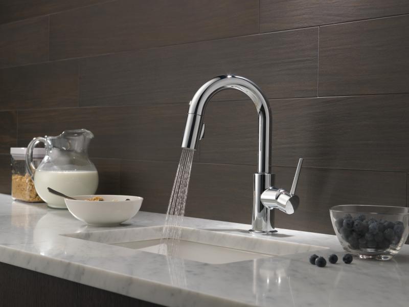 DELTA Trinsic Single Handle Pull-Down Bar / Prep Faucet — Chrome