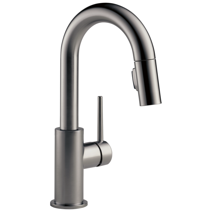 DELTA Trinsic Single Handle Pull-Down Bar/Prep Faucet — Black Stainless