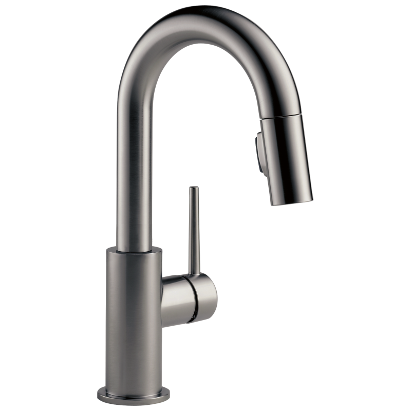 DELTA Trinsic Single Handle Pull-Down Bar/Prep Faucet — Black Stainless