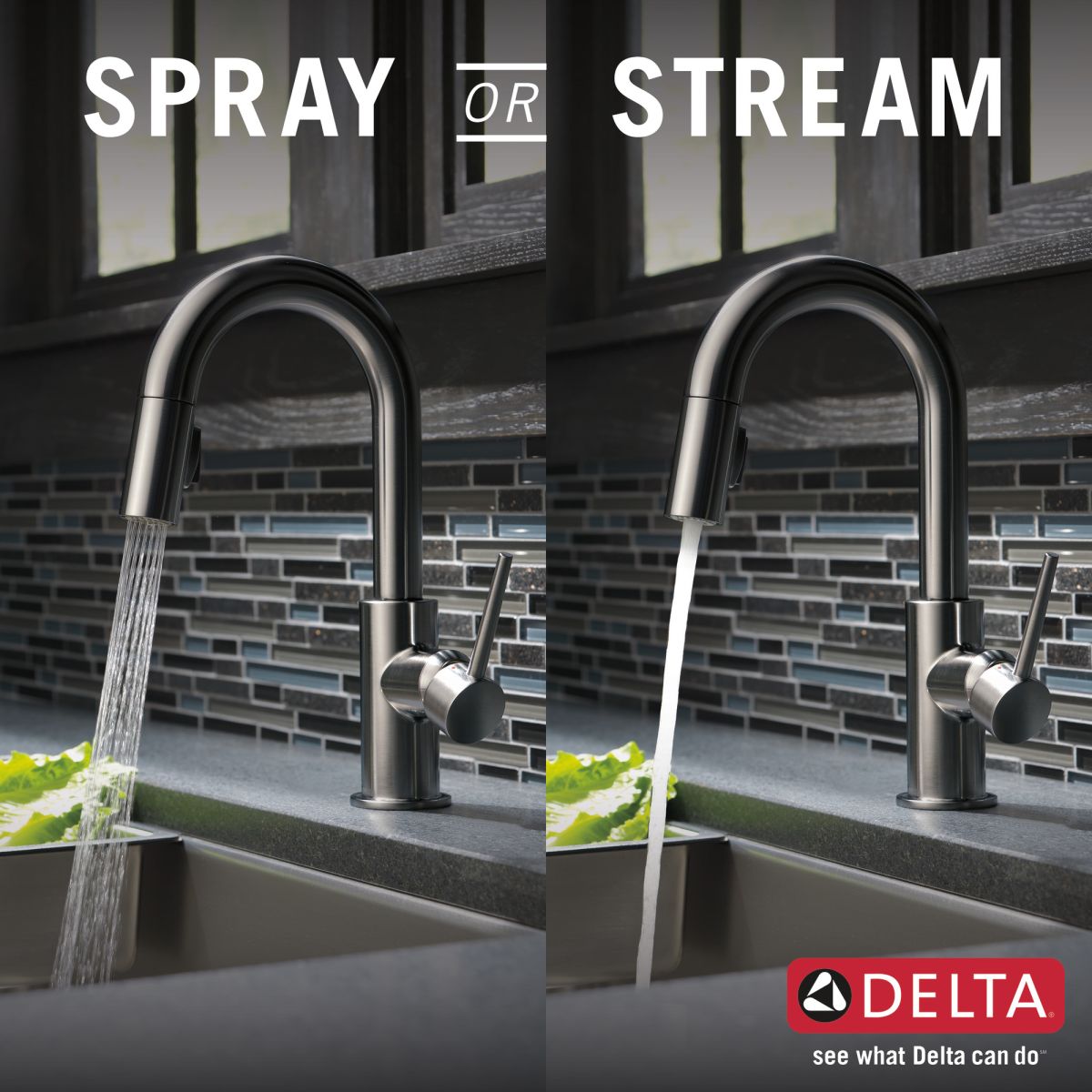 DELTA Trinsic Single Handle Pull-Down Bar/Prep Faucet — Black Stainless