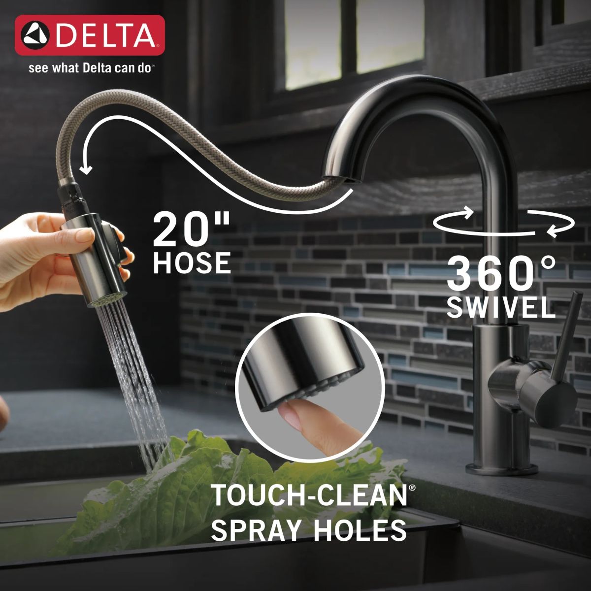 DELTA Trinsic Single Handle Pull-Down Bar/Prep Faucet — Black Stainless