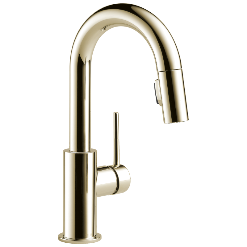 DELTA Trinsic Single Handle Pull-Down Bar / Prep Faucet — Polished Nickel