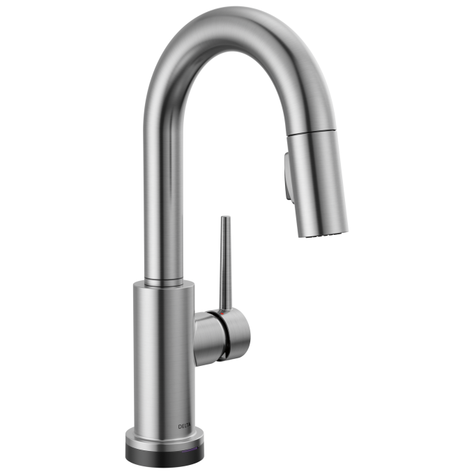 DELTA Trinsic Single Handle Pull-Down Bar / Prep Faucet with Touch2O Technology — Arctic Stainless