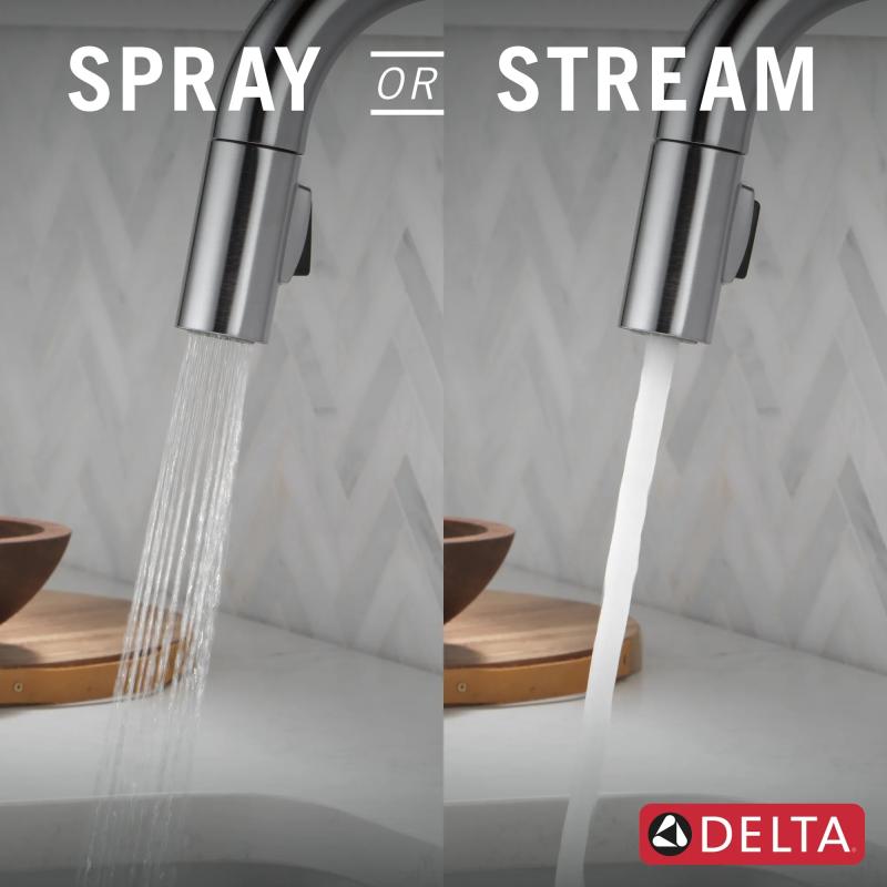 DELTA Trinsic Single Handle Pull-Down Bar / Prep Faucet with Touch2O Technology — Arctic Stainless