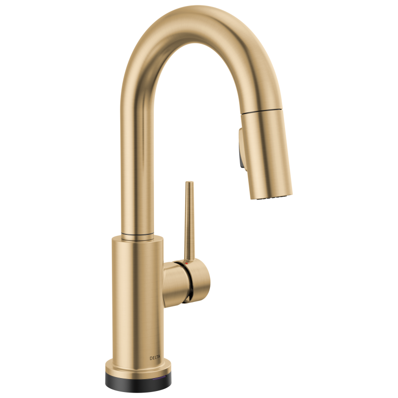DELTA Trinsic Single Handle Pull-Down Bar / Prep Faucet with Touch2O Technology — Champagne Bronze