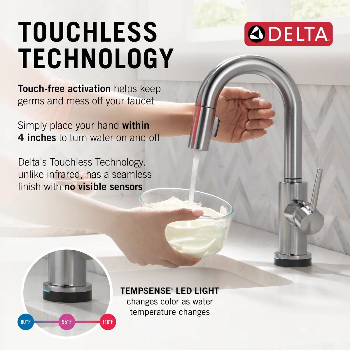 DELTA Trinsic Touch2O Bar / Prep Faucet with Touchless Technology — Arctic Stainless