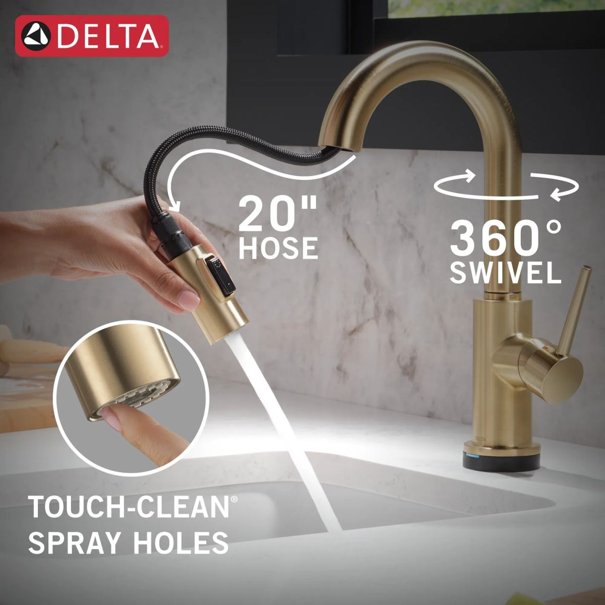 DELTA Trinsic Touch2O Bar / Prep Faucet with Touchless Technology — Champagne Bronze