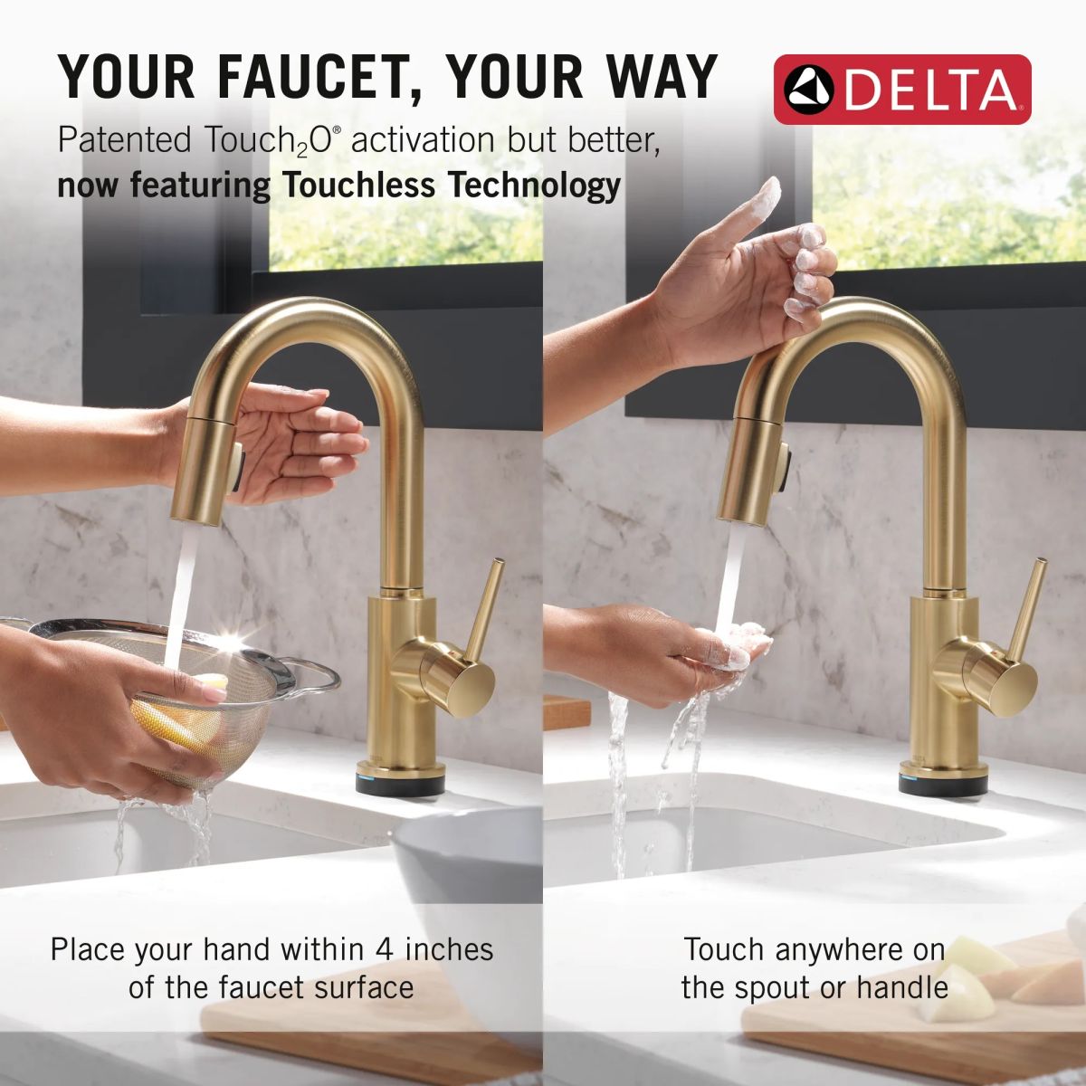 DELTA Trinsic Touch2O Bar / Prep Faucet with Touchless Technology — Champagne Bronze