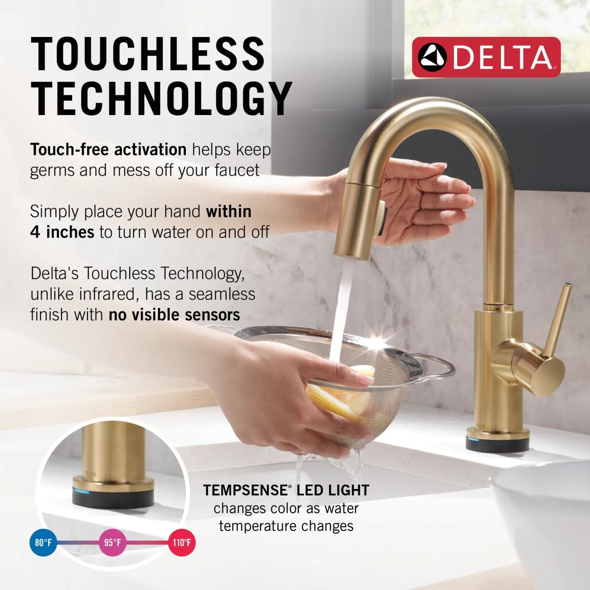 DELTA Trinsic Touch2O Bar / Prep Faucet with Touchless Technology — Champagne Bronze