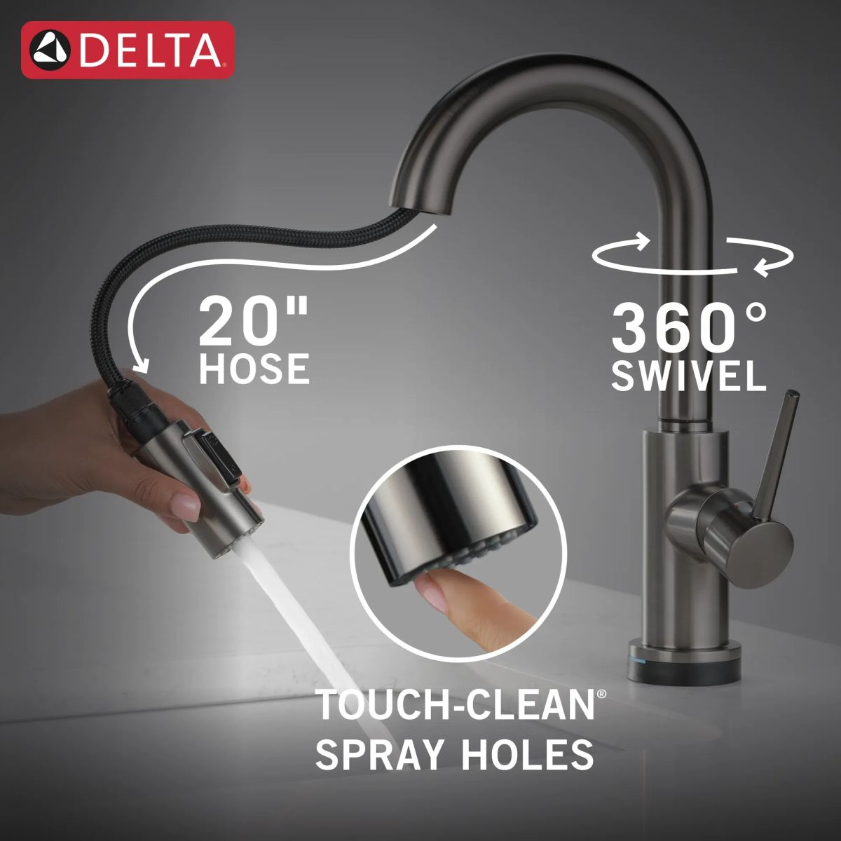 DELTA Trinsic Touch2O Bar / Prep Faucet with Touchless Technology — Black Stainless