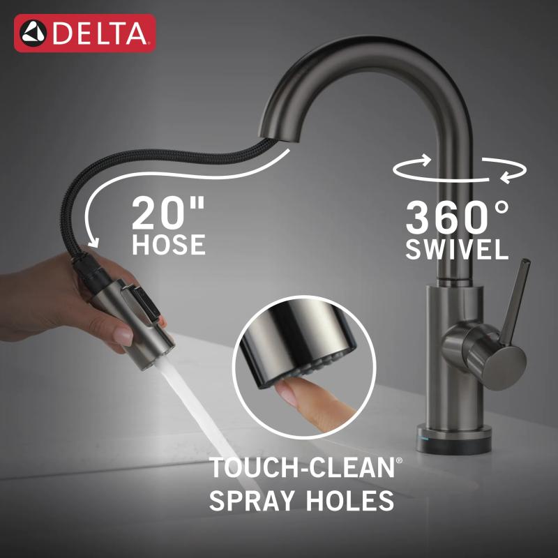 DELTA Trinsic Touch2O Bar / Prep Faucet with Touchless Technology — Black Stainless