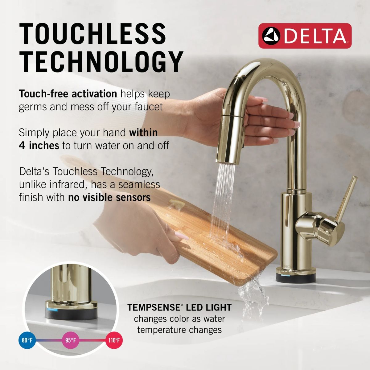 DELTA Trinsic Touch2O Bar / Prep Faucet with Touchless Technology — Polished Nickel