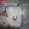 DELTA Stryke Single Handle Pull-Down Bar/Prep Faucet — Lumicoat® Arctic Stainless
