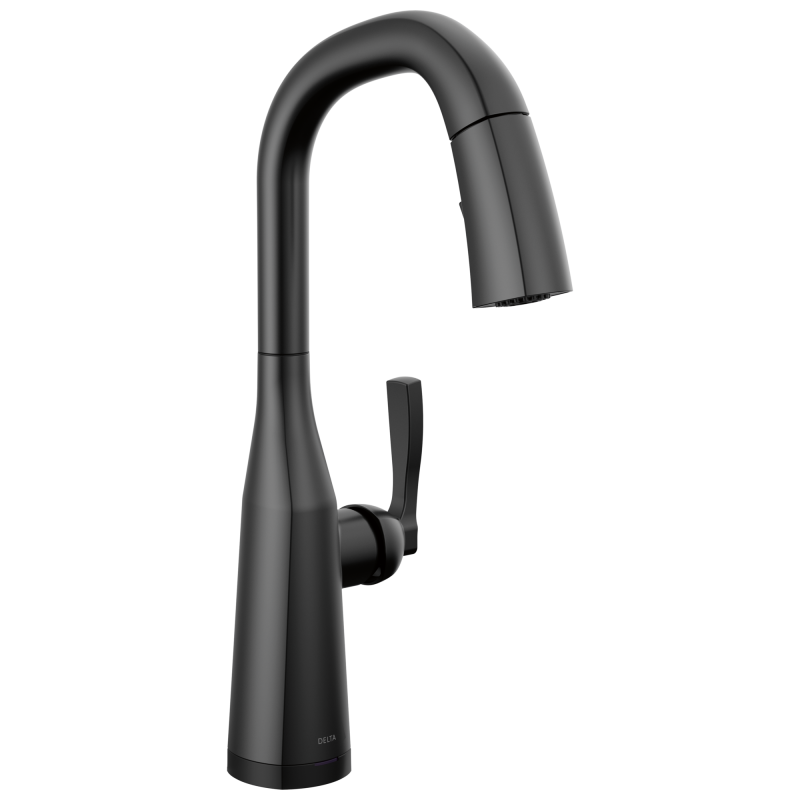 DELTA Stryke Single Handle Pull-Down Bar/Prep Faucet with Touch2O Technology — Matte Black