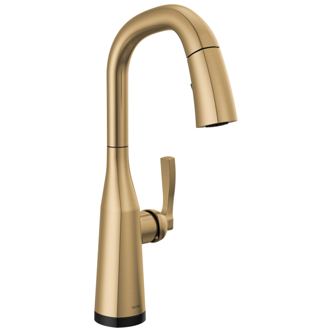 DELTA Stryke Single Handle Pull-Down Bar/Prep Faucet with Touch2O Technology — Lumicoat® Champagne Bronze