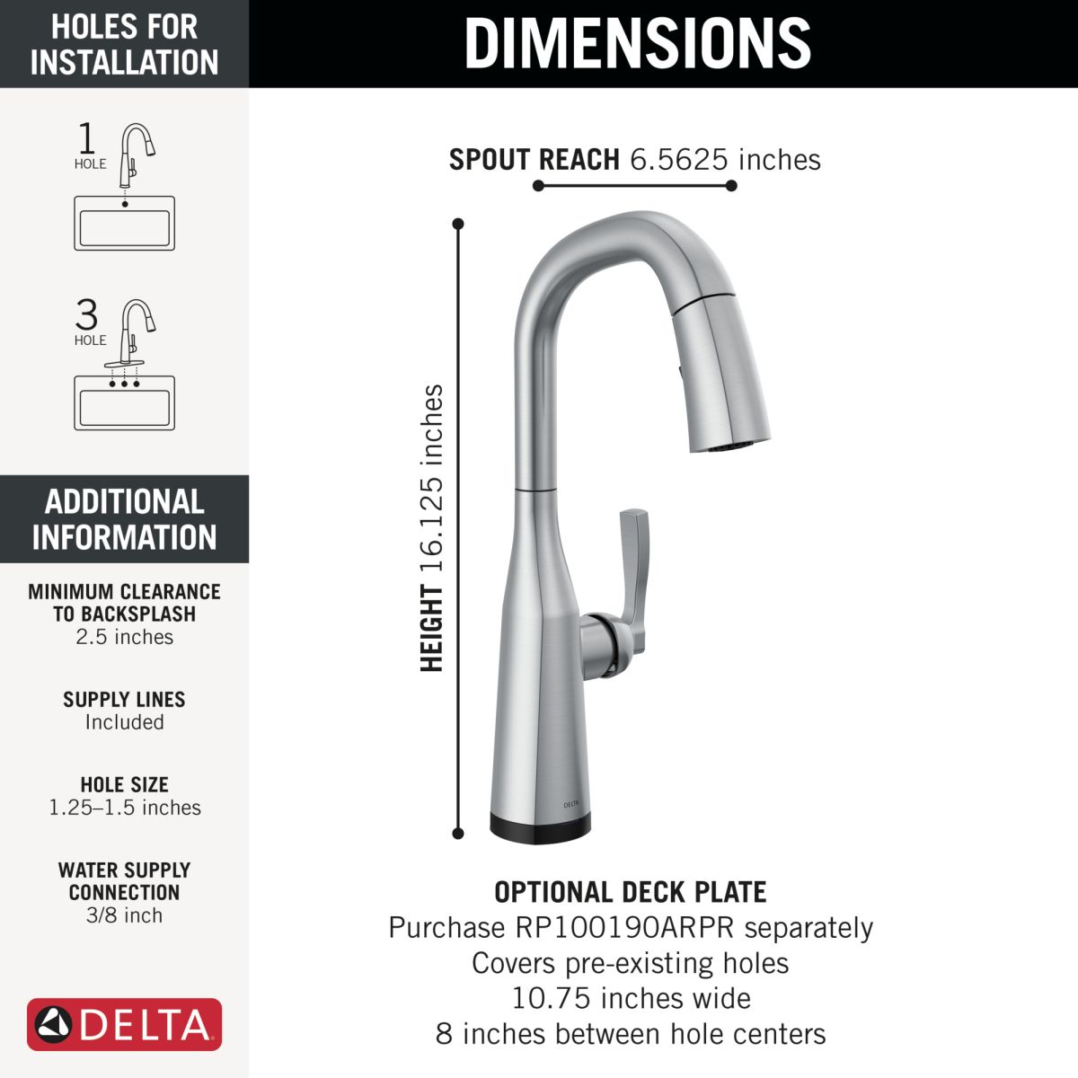 DELTA Stryke Touch2O Bar / Prep Faucet with Touchless Technology — Lumicoat® Arctic Stainless