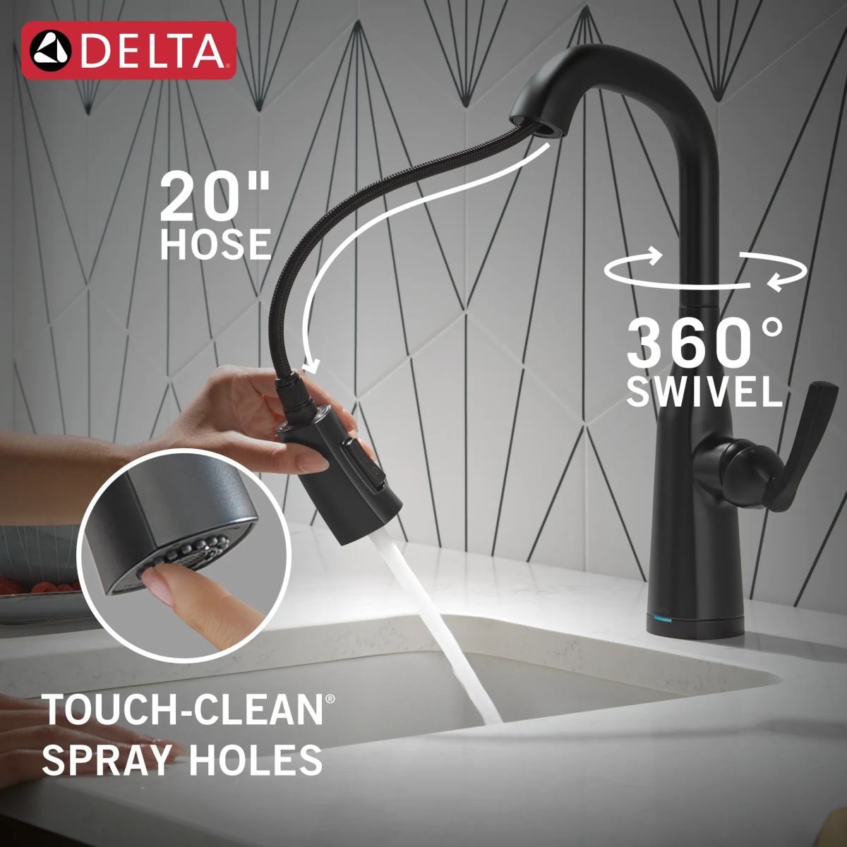 DELTA Stryke Touch2O Bar / Prep Faucet with Touchless Technology — Matte Black