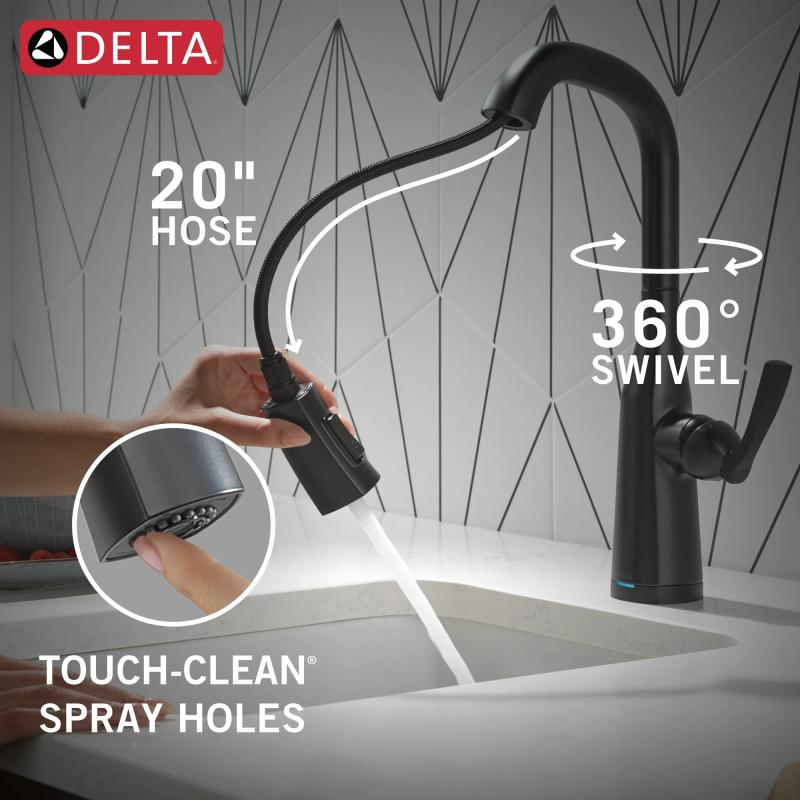 DELTA Stryke Touch2O Bar / Prep Faucet with Touchless Technology — Matte Black