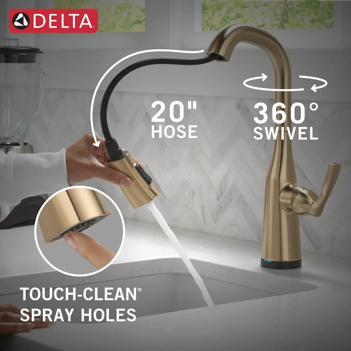 DELTA Stryke Touch2O Bar / Prep Faucet with Touchless Technology — Lumicoat® Champagne Bronze
