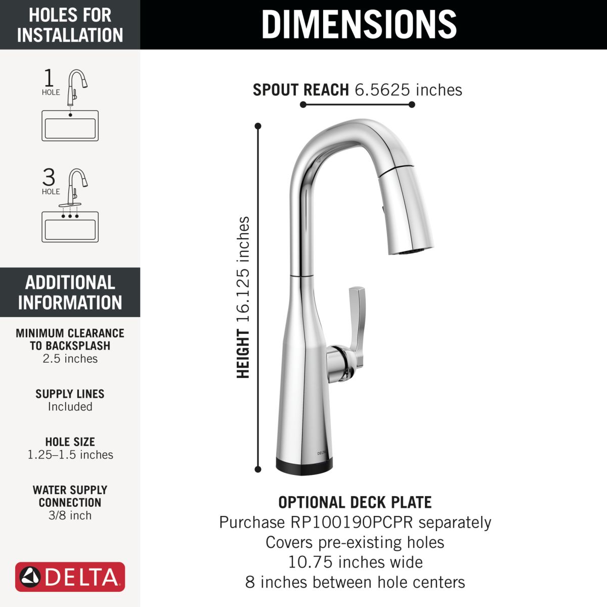 DELTA Stryke Touch2O Bar / Prep Faucet with Touchless Technology — Lumicoat® Chrome