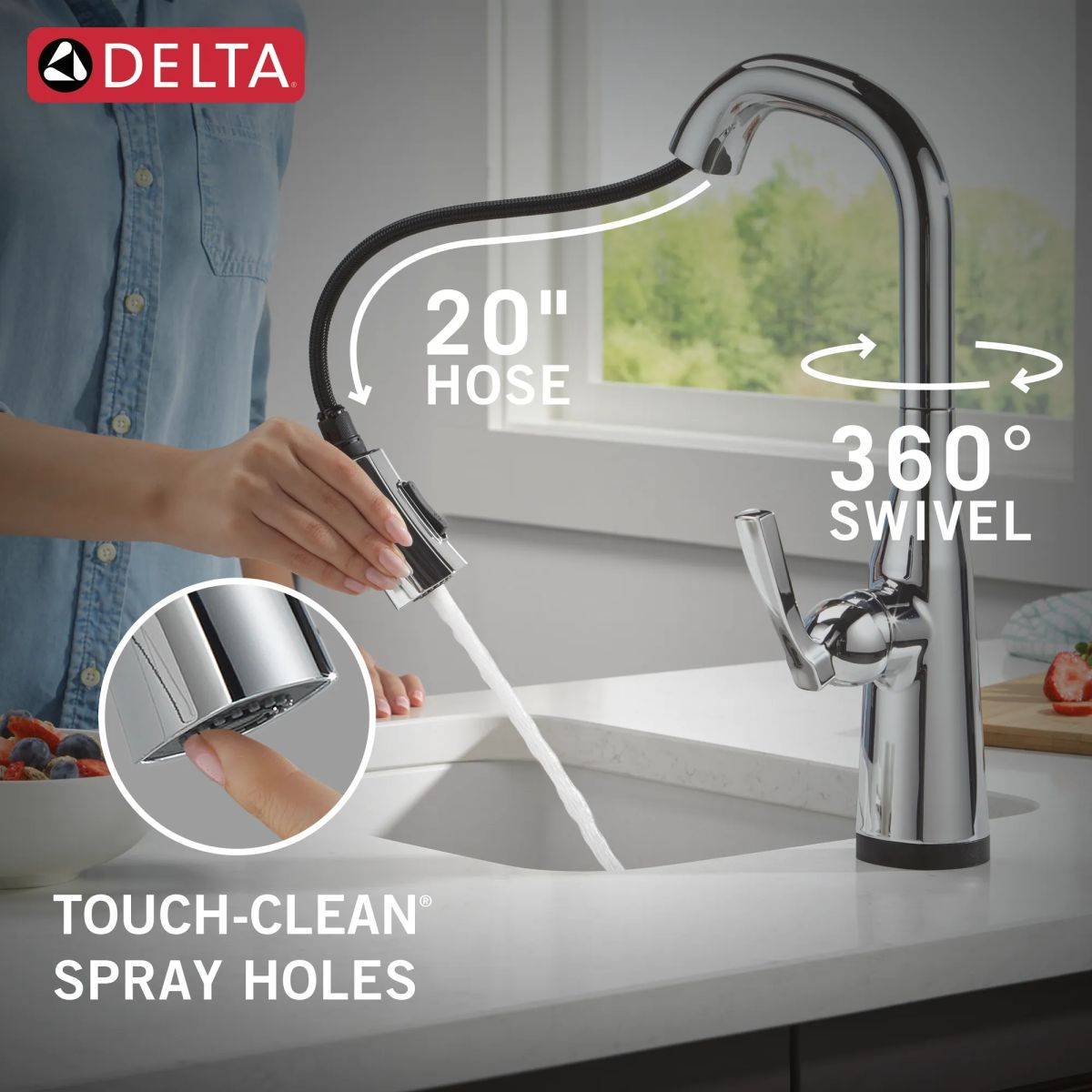 DELTA Stryke Touch2O Bar / Prep Faucet with Touchless Technology — Lumicoat® Chrome