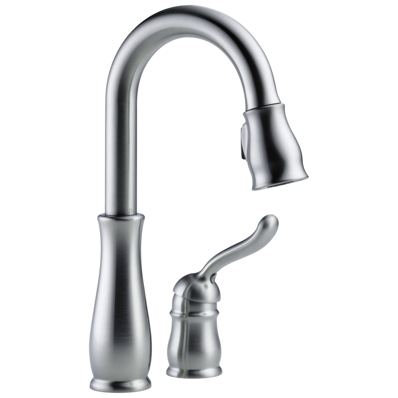 DELTA Leland Single Handle Pull-Down Bar / Prep Faucet — Arctic Stainless