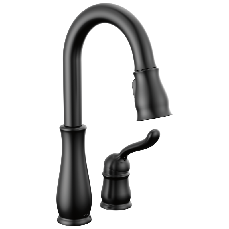 DELTA Leland Single Handle Pull-Down Bar / Prep Faucet — Matte Black