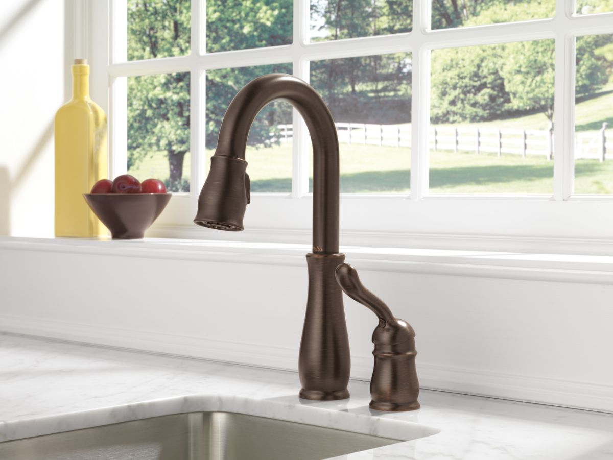 DELTA Leland Single Handle Pull-Down Bar / Prep Faucet — Venetian Bronze