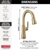DELTA Coranto Single Handle Pull-Down Bar/Prep Faucet — Champagne Bronze