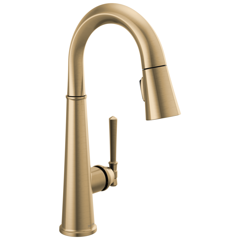 DELTA Emmeline Single Handle Pull-Down Bar/Prep Faucet — Lumicoat® Champagne Bronze
