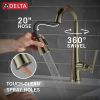 DELTA Emmeline Single Handle Pull-Down Bar / Prep Faucet — Lumicoat® Polished Nickel