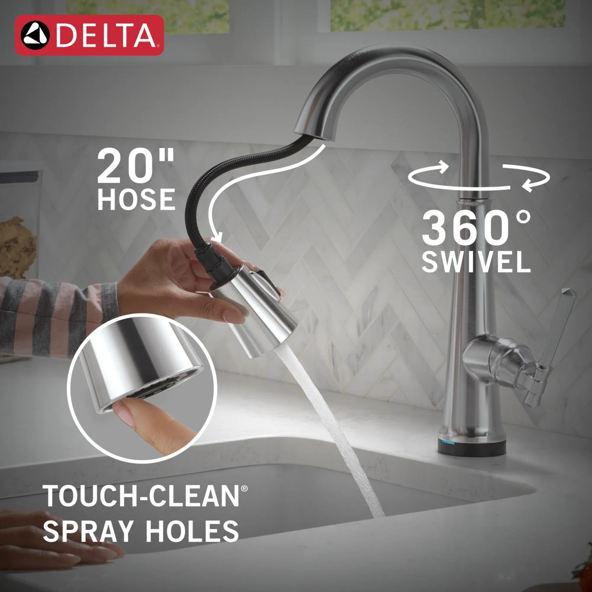 DELTA Emmeline Touch2O Bar / Prep Faucet with Touchless Technology — Lumicoat® Arctic Stainless