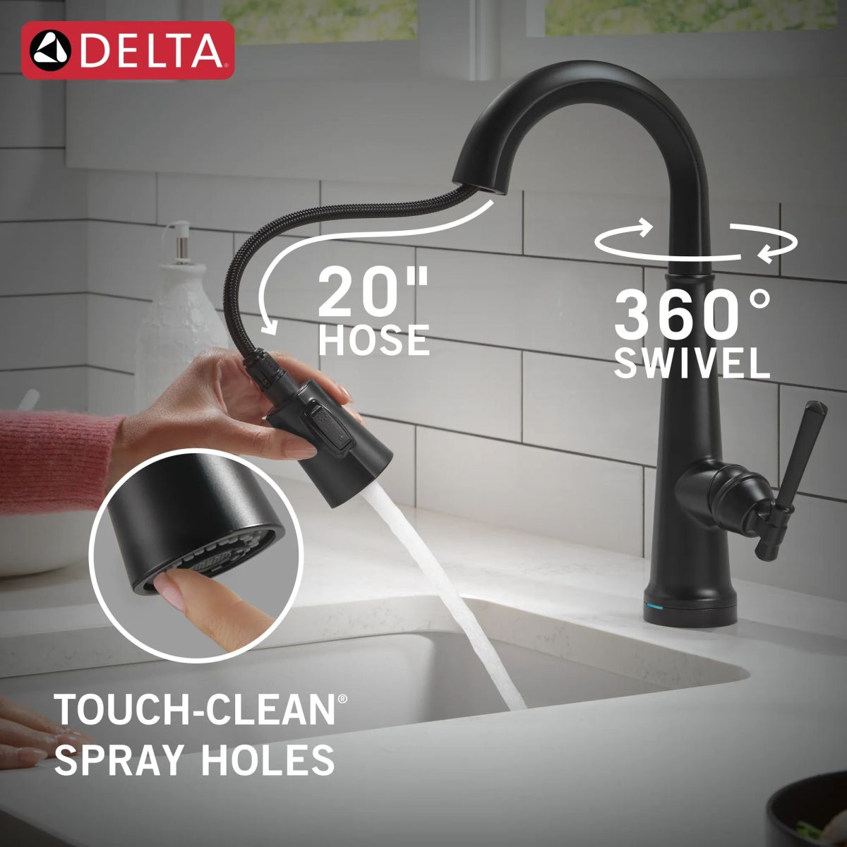 DELTA Emmeline Touch2O Bar / Prep Faucet with Touchless Technology — Matte Black