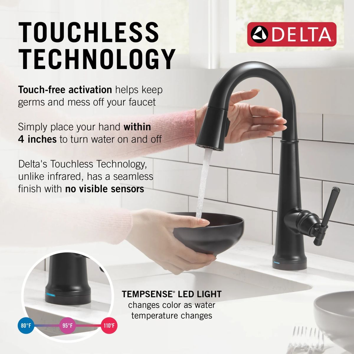 DELTA Emmeline Touch2O Bar / Prep Faucet with Touchless Technology — Matte Black