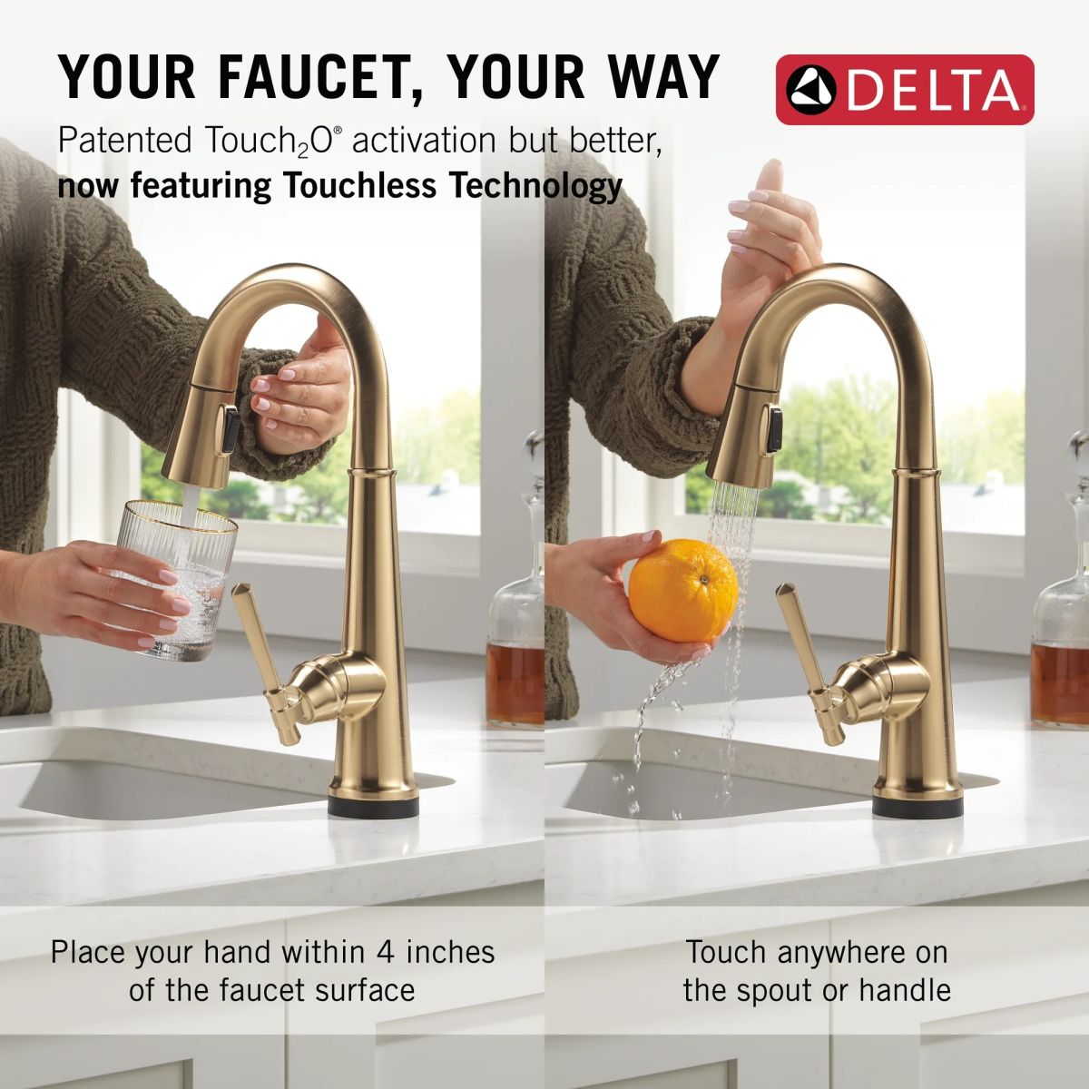DELTA Emmeline Touch2O Bar / Prep Faucet with Touchless Technology — Lumicoat® Champagne Bronze