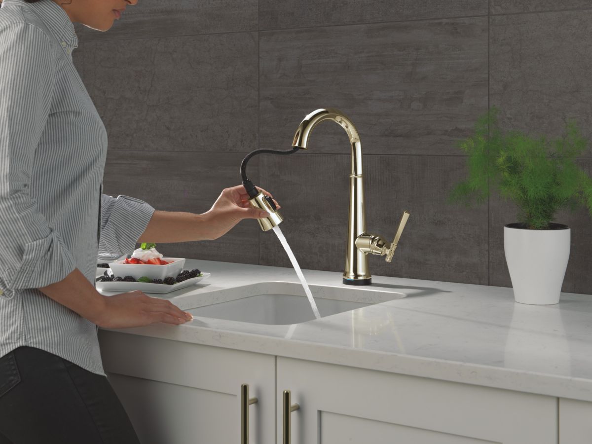 DELTA Emmeline Touch2O Bar / Prep Faucet with Touchless Technology — Lumicoat® Polished Nickel