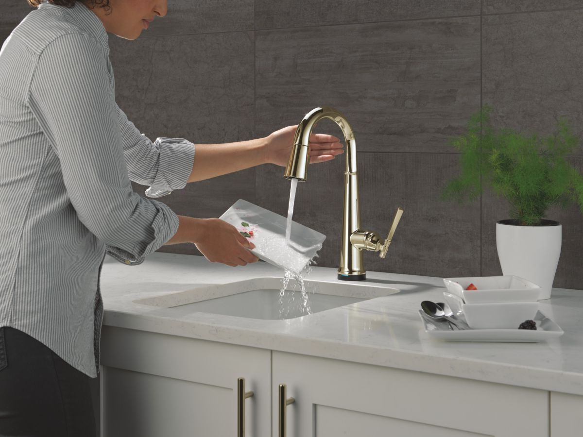 DELTA Emmeline Touch2O Bar / Prep Faucet with Touchless Technology — Lumicoat® Polished Nickel