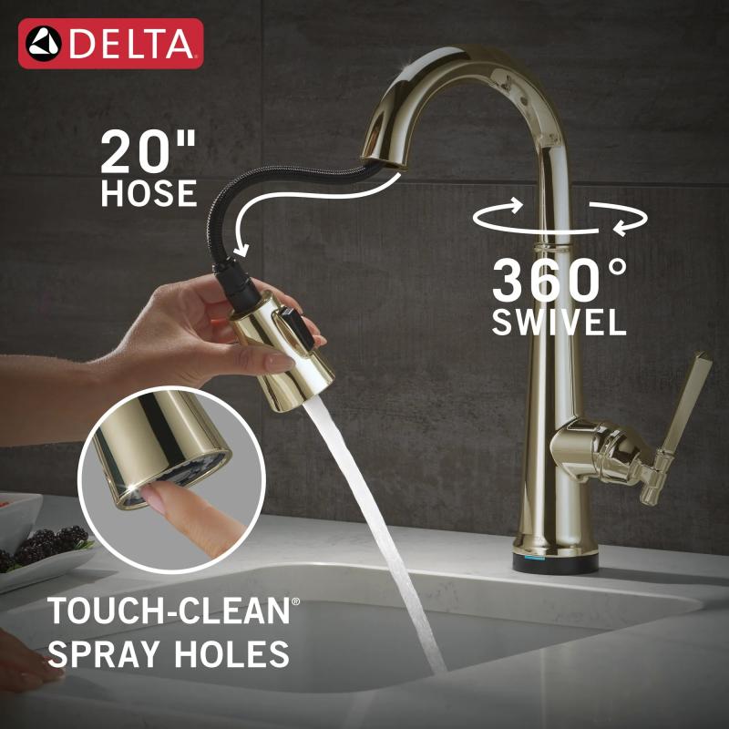 DELTA Emmeline Touch2O Bar / Prep Faucet with Touchless Technology — Lumicoat® Polished Nickel