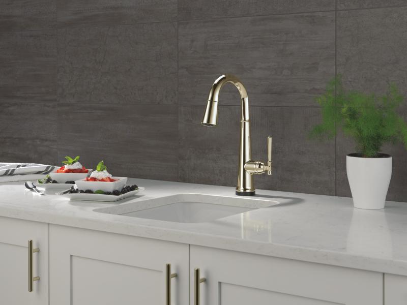 DELTA Emmeline Touch2O Bar / Prep Faucet with Touchless Technology — Lumicoat® Polished Nickel