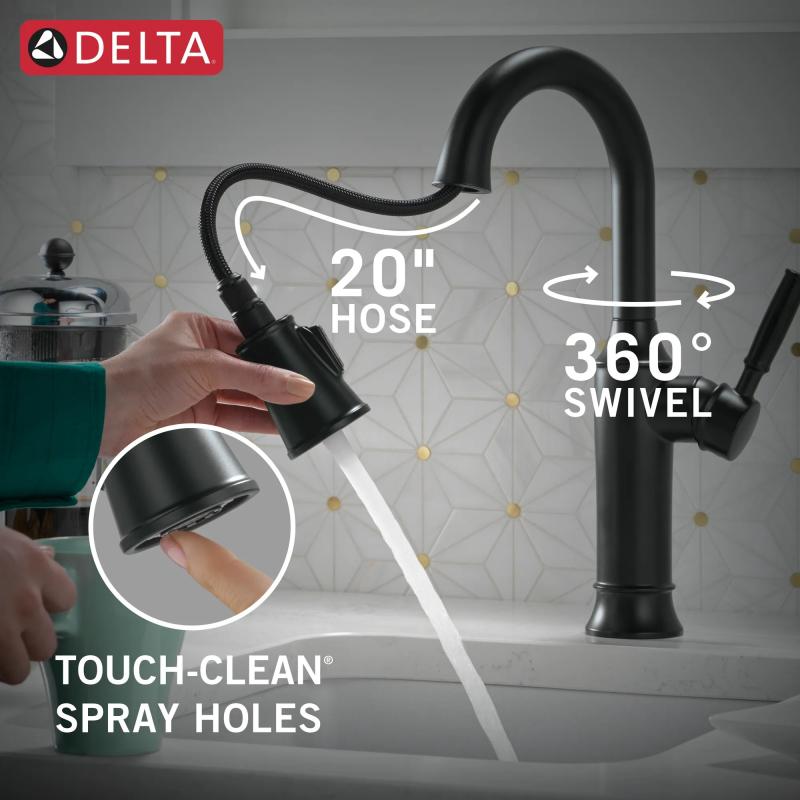 DELTA Renaldi Single Handle Pull-Down Bar / Prep Faucet — Matte Black