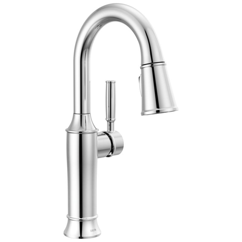 DELTA Renaldi Single Handle Pull-Down Bar / Prep Faucet — Lumicoat® Chrome