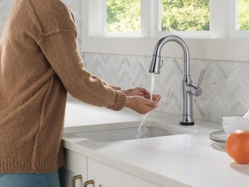 DELTA Renaldi Touch2O Bar / Prep Faucet with Touchless Technology — Lumicoat® Arctic Stainless