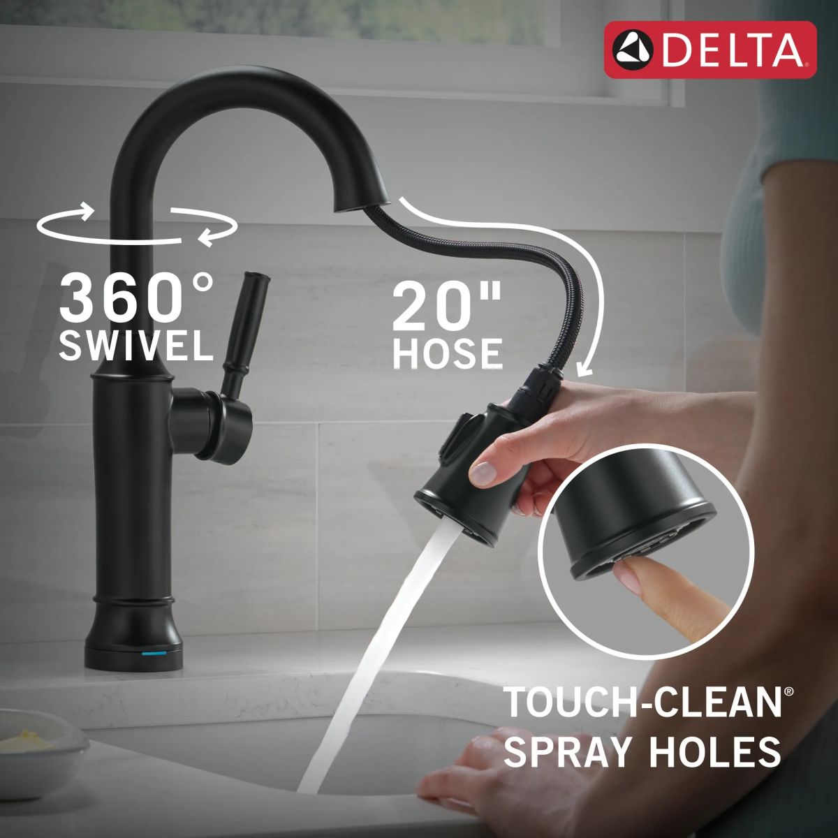 DELTA Renaldi Touch2O Bar / Prep Faucet with Touchless Technology — Matte Black